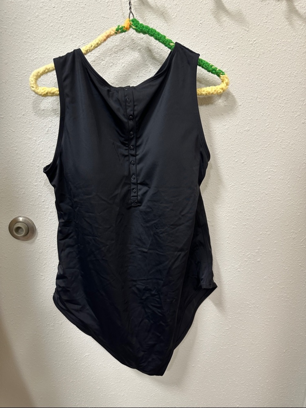 Andie Black Scoop Front-Button One-Piece Swimsuit xxxlt